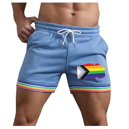Caxndycing Regenbogen Shorts Herren Bunt Badeshorts Eng Kurz Badeshorts Schwimmhose mit Tunnelzug Wassersport Kurze Hose Schwimmwear Strandshorts für Männer