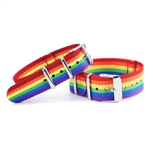 2PCS Pride Armband LGBTQ Accessoires Armbänder Gay Flag, Regenbogenarmband Regenbogen Schmuck Lesbian Gay Queer Bändchen Regenbogenfarbenes Uhrenarmband mit Regenbogenflagge und Uhrenzubehör