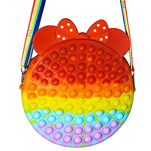 mephan Pop Bag Shoulder It Geldbörse Pop-Fidget-Tasche für Mädchen und Frauen, große Blasen, Pop-Geldbörse, Spielzeugtasche, Pop-Silikon-It-Umhängetasche, Weihnachts-Party-Gastgeschenk (Regenbogen)